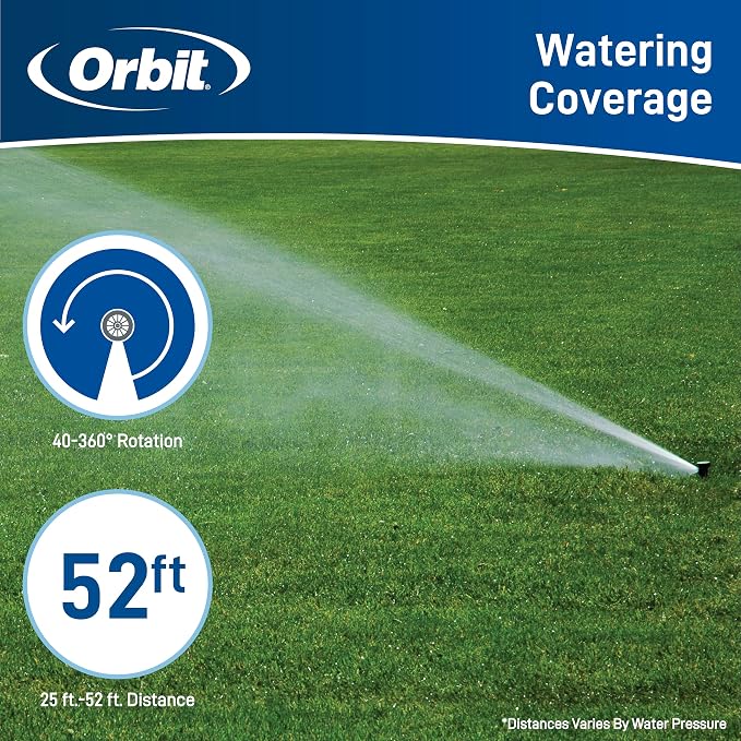 Orbit Voyager II Professional Pop-Up Gear-Drive Rotor Sprinkler | 3/4" Inlet | Adjustable 40-360° Pattern | 35-55 ft Coverage Range | Includes Adjustment Key | Model 91561