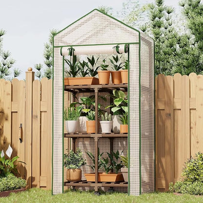 Bamworld 23 x 17 x 54-Inch Mini Greenhouses with Wheels Portable Green House with PE Cover Sturdy Eucalyptus