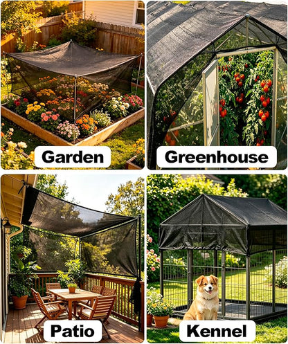 40%-50% Black Shade Cloth for Garden,6FT x 12FT Sun Block Mesh Tarp | Sun Shade Cover for Plants Cover, Greenhouse, Patio, Vegetables, Chicken Coop, Shade Net for Outdoor Protection