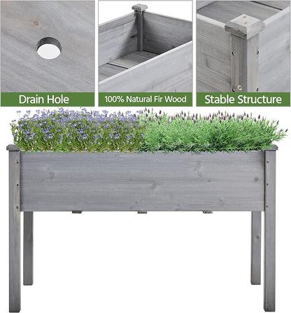 Topeakmart Elevated Planter Bed Outdoor, Wooden Raised Garden Bed, Rectangle Raised Bed with Stable Structure Wooden Garden Box Standing Planter for Garden/Patio/Backyard/Outdoor,2pcs