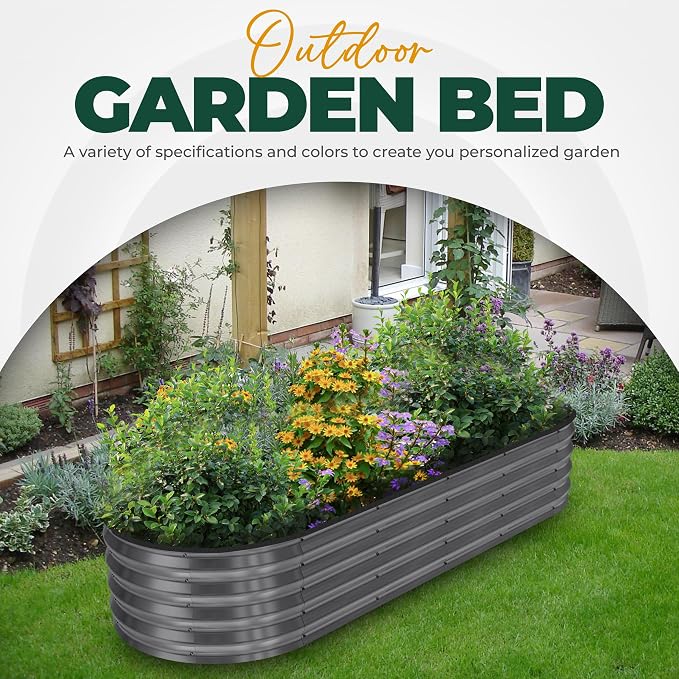 Utopia Home Galvanized Raised Garden Bed, 6 by 2 by 1 feet Lightweight Planter Boxes Outdoor with Easy Assembly, Large Garden Bed for Vegetables, Fruits, Flowers, Dark Grey