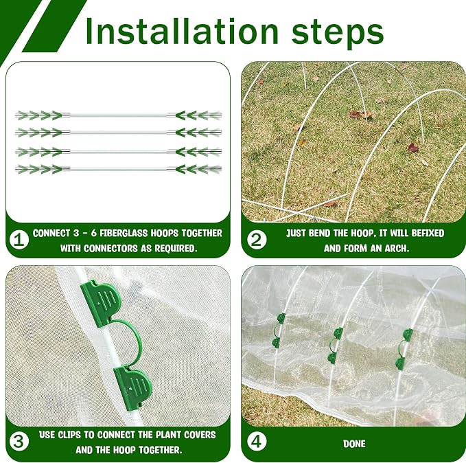 Garden Netting Cover for Raised Bed with Garden Frame Hoop 4X2FT | Mesh Bird Netting, Raised Bed Cover, Drawstring and Frame, Protecting Vegetables Fruits Flowers, Patio, Greenhouse, Orchard