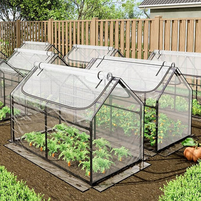 Superlele Mini Greenhouse for Outdoor, 4x2x3FT Portable Greenhouse with 2 Large Zipper Doors, Transparent PVC Cover for Plant Protection and Winter Gardening, Reinforced Frame
