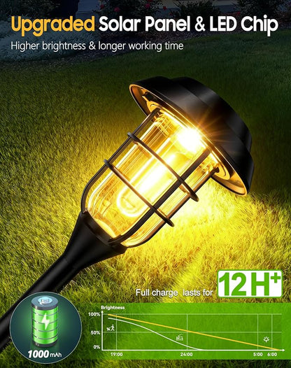 LETMY Solar Pathway Lights Outdoor, 8 Pack Bright Solar Lights Outdoor, IP65 Waterproof Auto On/Off Garden Lights Solar Powered Landscape Lighting for Yard Path Patio Walkway Driveway Pathway - Black