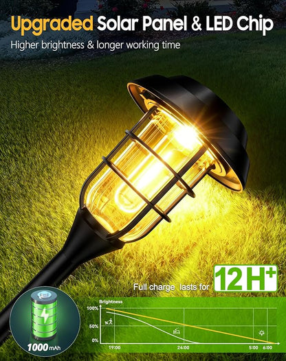 LETMY Solar Pathway Lights Outdoor, 12 Pack Bright Solar Lights Outdoor, IP65 Waterproof Auto On/Off Garden Lights Solar Powered Landscape Lighting for Yard Patio Walkway Driveway Pathway - Black