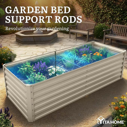 YITAHOME 2pcs 6x3x2ft Galvanized Raised Garden Bed, Metal Planter Box with Safety Rubber, Gloves, Outdoor Flower Bed for Planting Plants Vegetables, Cream Yellow