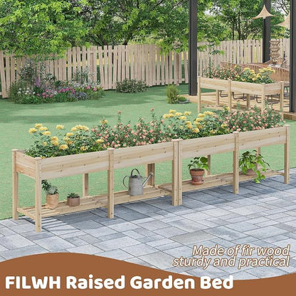 Raised Garden Bed with Legs Elevated Wooden Planter Box Stand Large Planter Stand Box for Fruits Vegetables Flowers with Divider with Bag - 72 * 24 * 30.5IN