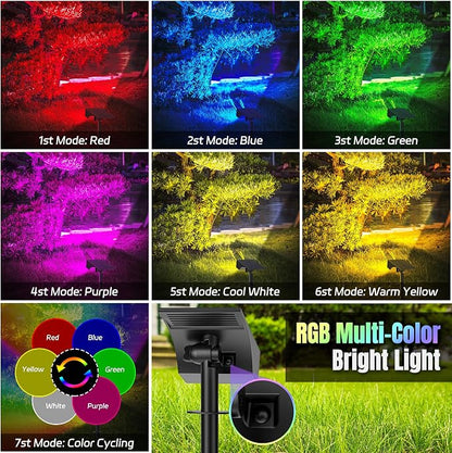WENATY Solar Spot Lights Outdoor Color Changing, [7 Mode/12 Pack] Christmas Landscape Spotlights, Solar Lights Outdoor Waterproof,Led Powered Flood Light for Halloween Pathway Yard Garden Tree Walkway