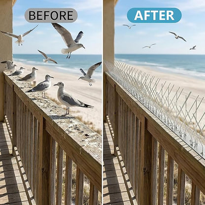 Bird Spikes 3.28FT, 304 Stainless Steel Bird Deterrents Spikes for Outside to Keep Birds Away Birds Scare Devices Outdoor 4Pcs