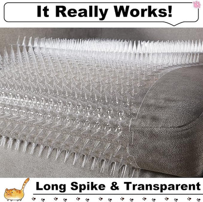 16 Pack Cat Repellent Outdoor Mat Cats Dogs Plastic Bendable Spiked Deterrent Training Repellent PET Mats with Spikes for Indoor Outdoor Supplies, 18.3 Square Feet, 16 x 13 Inch(Clear)