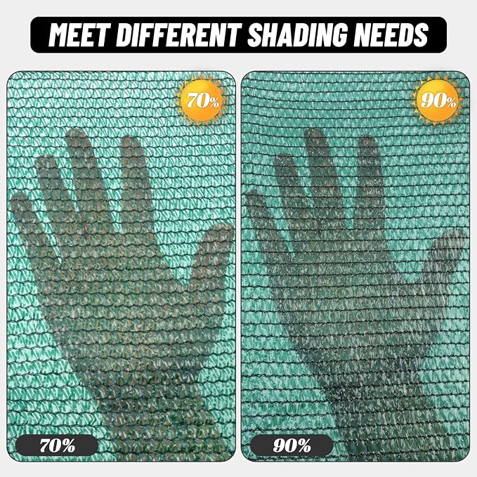 Cool Area 90% Sun Shade Cloth Mesh Tarp with Grommets for Plant Cover 6.5x16.5ft Patio Canopy Garden Pergola Greenhouse Car Barn Kennel Dark Green