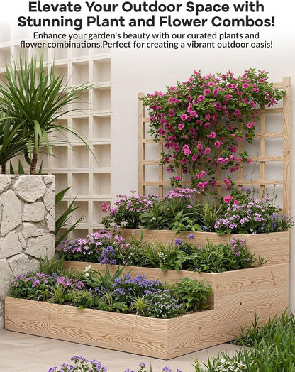 Vertical Wooden Garden Planter with Trellis – 3-Tier Raised Bed for Climbing Plants, Vegetables, Herbs & Fruits – Open Base Design for Improved Drainage – Ideal for Patio, Deck, or Backyard