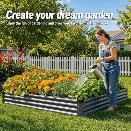 2Packs 6X3X1 FT Raised Garden Beds Outdoor, Planter Raised Beds for Gardening, Vegetables, Flowers, Large Metal Garden Box, Deep Plant Flower pots Outdoor(Dark Gray)