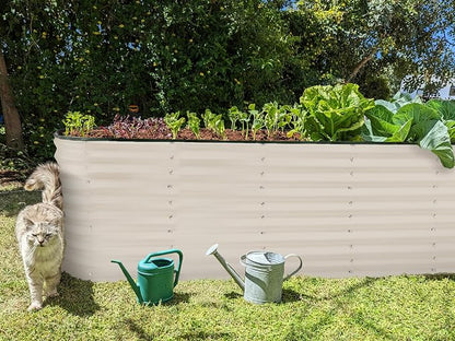 Plant & Plot Galvanized Raised Garden Beds Outdoor // 6×2×2 ft Planter Raised Beds for Gardening, Vegetables, Flowers // Large Metal Garden Box (White) // Patented Tool-Free Design