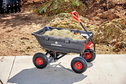 Corona Poly Dump Cart 400 Pound Capacity Quick Release Dumping 10 Inch Pneumatic Tires for Gardening