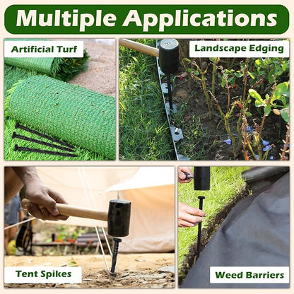 Gardzen 100 pcs Landscape Edging Anchoring Spikes, 6 inches Yard Lawn Paver Edging Stakes for Weed Barrier, Garden Fence, Artificial Turf (Pack of 2)