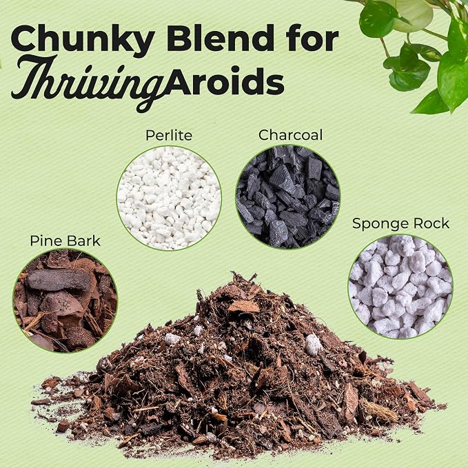 Organic Aroid Potting Mix by Perfect Plants | Chunky Gardening Medium for Tropical Indoor House Plants | Peat Free | Proper Drainage (8qt)