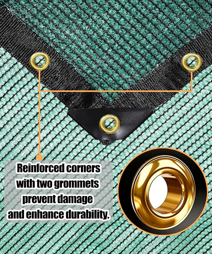 70% Green Colored Shade Cloth 12ft x 14ft Sun Shade Netting with Grommets | Breathable UV Block Balanced Shade for Garden, Plants Cover Patio, Pergola, Chicken Coop, Kennel, Vegetables, Greenhouse