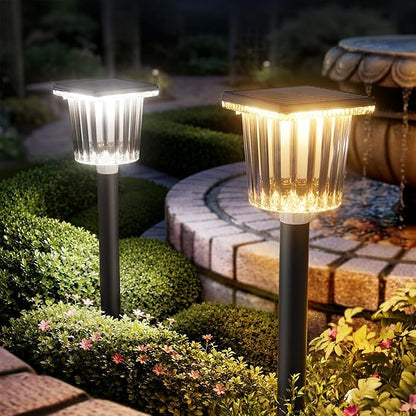 Super Bright Solar Outdoor Lights for Pathway Powered 2 Pack,Adjustable Warm&Cool White,Waterproof IP65 Solar Garden Decor Landscape Lighting Outside for Front Yard/Patio/Walkway/Driveway/Lawn Light
