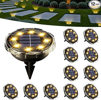 SOLPEX Solar Ground Lights 12 Pack, Solar Pathway Lights Outdoor Waterproof, Landscape Lighting for Garden, Walkway, Driveway, Yard, Deck, Patio, Swimming Pool (Warm White)