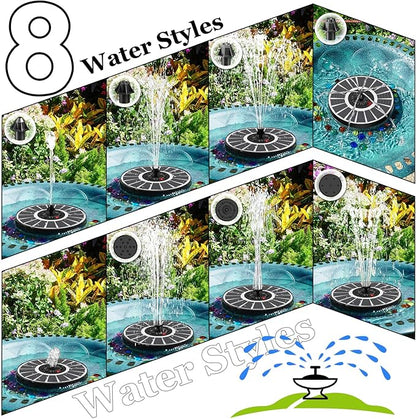 Yzert Solar Fountain with 2000mAh Battery & Innovative Indicator, 3.5W Glass Solar Water Fountain Pump Works in Cloudy Day with 7 Nozzles for Bird Baths, Gardens, Ponds, Pools, Outdoors (White)