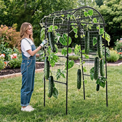 Metal Garden Arch Trellis, 6.8Ft Black for Raised Beds, Plant Support for Cucumbers & Climbing Vegetables