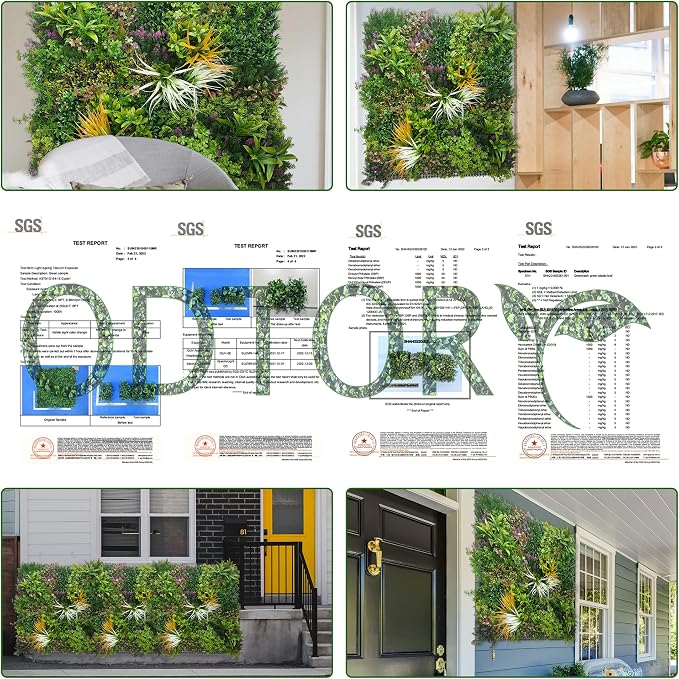 ODTORY Artificial Greenery Grass Wall Panels: 20"x 20" 24P(67 sqft) | UV-Anti, Faux Ivy Privacy Fence Screen, Boxwood Backdrop, Vine Leaf Hedges Roll, Patio/Balcony/Garden/Backyard, Green Decor