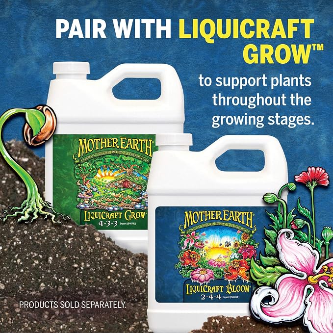 Mother Earth LiquiCraft Bloom 2-4-4 For Flowering Plants And Vegetables Such As Tomatoes, 1-Quart