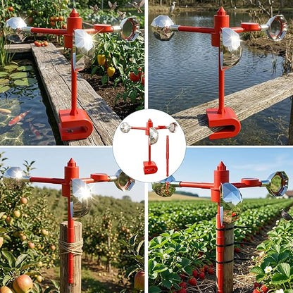 Bird Scare Reflective Device,Silver, Wind Powered Spinning, Bird Reflectors, Keep Pigeon Woodpeckers and Seagull Away for Garden Patio Yard (Orange, 2Pcs)