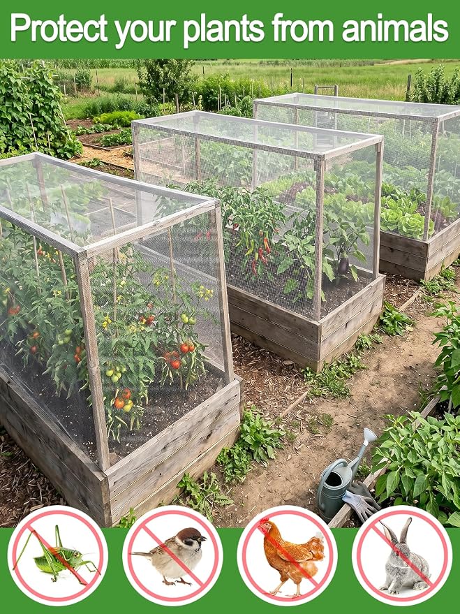 ANPHSIN Strong PP Nanocomposite Mosquito Net Garden Netting - 10 x 33ft Bird Insect Pest Mesh Barrier Screen for Patio, Balcony, Porch, Outdoor Raised Beds Protection (White)