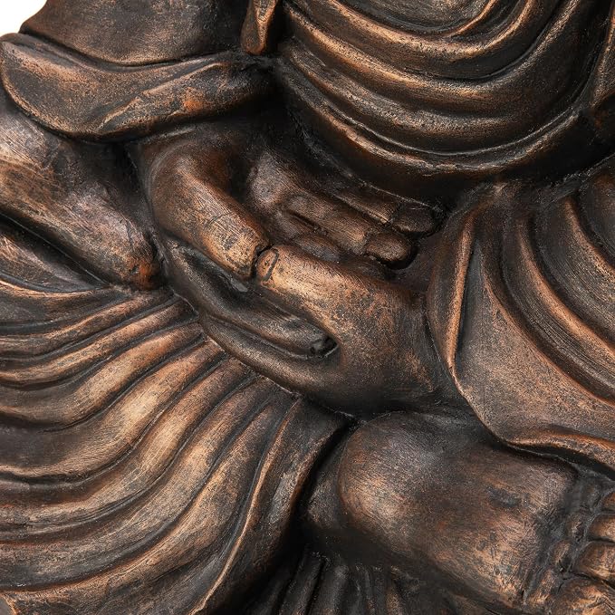 Glitzhome 29.5-inch Zen Meditation Buddha Garden Statue, Bronze Oversized Tall Large Indoor and Outdoor Sculpture, Hand-Finished MGO & Fiberglass Decor for Home Patio Yard
