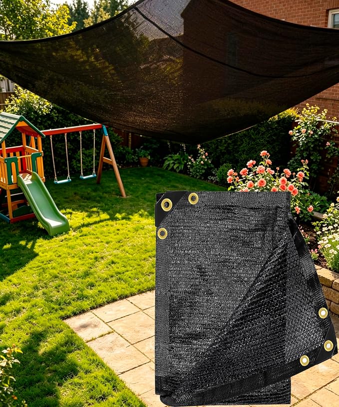 70% Black Sun Shade Cloth 12FT x 20FT, Outdoor Shade Netting with Grommets | UV Sunblock Fabric for Garden, Plants Cover, Greenhouse, Pergola, Patio, Porch & Chicken Coop,Tomatoes