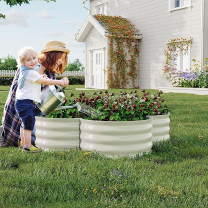 Garvee 2 Pack Galvanized Raised Garden Bed, Outdoor Planter Box with Open Base for Herbs, Veggies & Flowers. Rust-Resistant Raised Garden Beds, Ground-Connected Design for Deep Root Growth | Metal Planter Box Combines into 4 Circles, Open Base for Vegg...
