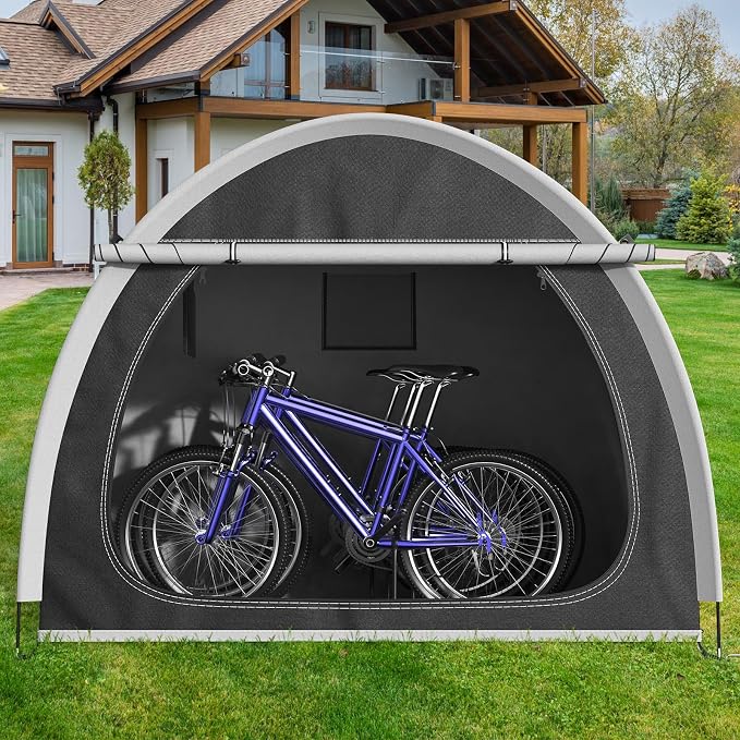 Bike Storage Shed Tent, Oversized Storage Tent for 3-4 Bikes, Portable Foldable Garage/Garden Storage Tents, Waterproof Anti-uv Outdoor Bicycle Cover