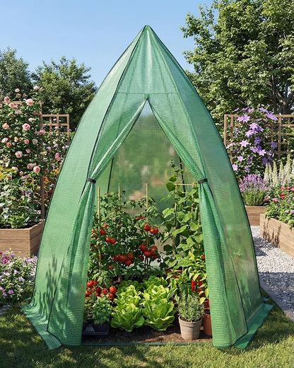 Greenhouse for Outsides, 54”x 54”x 71” Heavy Duty Green House Tent with Durable PE Cover, Garden Plant Protector with Zippered Door Mesh Window for Vegetables Flowers Fruits Herbs,Green