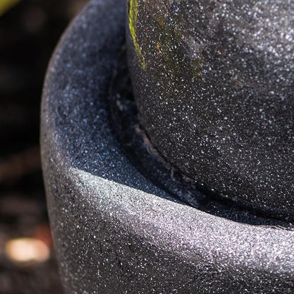 XBrand 25.98" Modern Sphere Water Fountain with LED Light – Indoor Outdoor Stone Texture Floor Fountain, Zen Bubbling Ball Water Feature for Garden Patio Porch - Gray