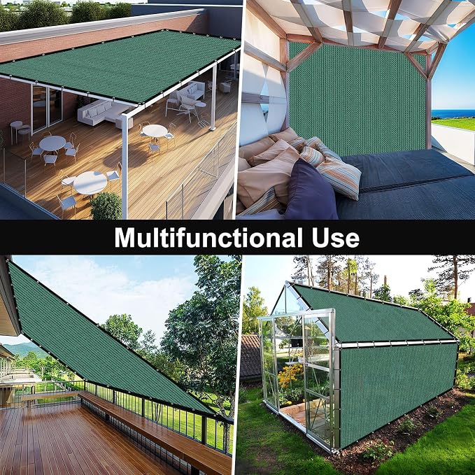 Artpuch 90% Sun Shade Cloth, 8 x 8 FT Pergola Shade Cover Canopy with Grommets, Sun Screen Fabric Tarp for Patio, Outdoor, Garden, Backyard, Green