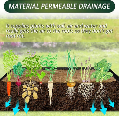 1PCS Raised Garden Bed Liner Fabric Raised Garden Bed Breathable Drainage Rectangle Grow Bags with Handles Fabric Garden Bed for Outdoor Garden Bed Holds Soil - 6ft x 3ft x 1ft