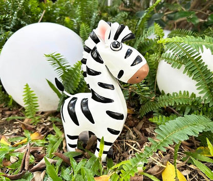 Metal Zebra Figurine Garden Outdoor Sculptures Decor | Cartoon Metal Zebra Statues for Garden, Fence,Porch,Lawn or Shelf Home Decor