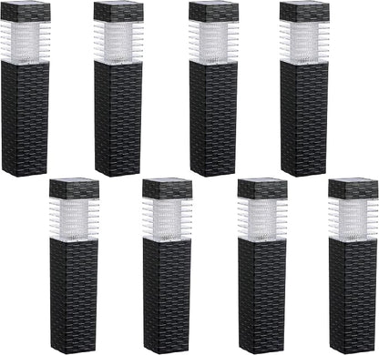 SUNNYPARK 8 Pack Solar Pathway Lights Outdoor | Rattan Style, Modern Design, Waterproof, LED Landscape Lights for Walkway, Driveway, Patio, Yard