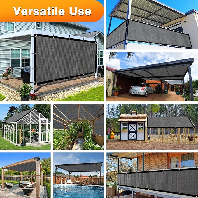 Artpuch Outdoor Pergola Shade Cover 4x15 FT Sun Shade Cloth with Grommets Dark Grey 90% UV Protection Canopy Patio Privacy Screen (Customized Available)