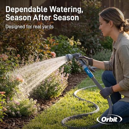 Orbit ExoJacket Fabric Garden Hose - 100 ft x 5/8 in - Heavy-Duty Fabric - Durable ExoJacket Construction - Antikink Technology for Constant Water Flow - Lightweight Professional-Grade Hose - 33180