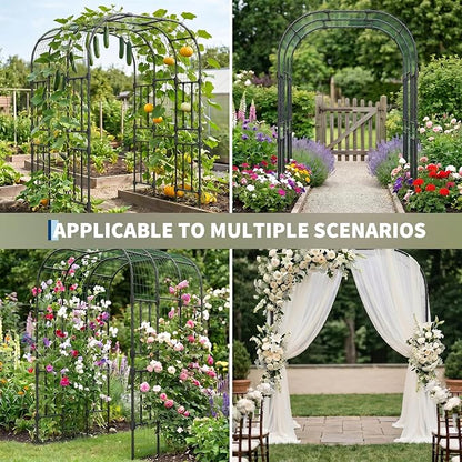 Metal Garden Arch Trellis, 7.3FT Extra Tall Polyethylene-Coated Steel Garden Trellis for Climbing Plants, Vegetables, Flowers, Outdoor Pergola Arbor Wedding Party