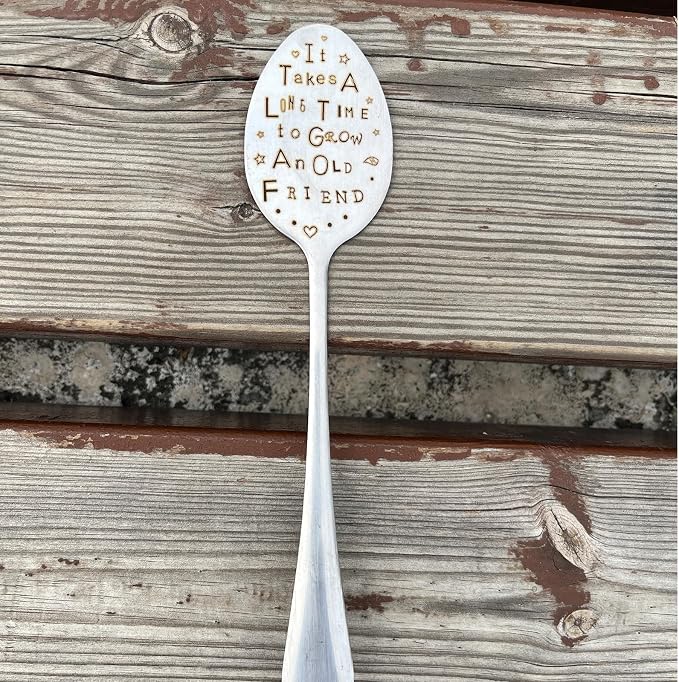 Garden Plant Marker Friendship Gift for Women Gardeners, Plant Stake Label Sign Tag Gardening Gifts for Woman Plant Lovers, Metal Garden Decoration (Grow an Old Friend)