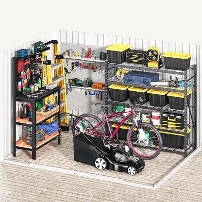 DWVO 7x5FT Outdoor Storage Shelter, Roomy Steel Tool Shed with Secure Entrances & Air Circulation for Patio, Lawn, and Backyard, Ideal for Storing Garden Gear, Lawn Tools, and Bikes, White