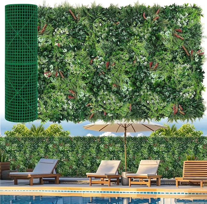Artificial Grass Wall Panels, 40"x120" Fake Ivy Greenery Wall Backdrop Roll, UV-Anti Faux Boxwood Grass Panels Green Wall Decor for Garden Patio Balcony
