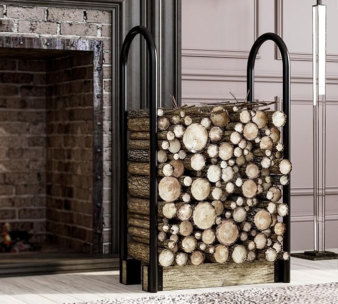 Fire Beauty Firewood Rack Log Holder,Log Storage Holder,Storage Rack,Firewood Stacker for Fireplace Indoor Outdoor(Adjustable)