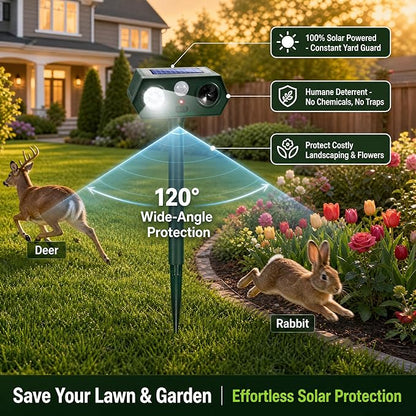 2026 Sonic Fortress Pro Deer Repellent Devices, Racoon Repellent Outdoor Squirrel Fortress Pro Animal Repeller Cat Deterrent with Motion Sensor&Flash Light to Scare Skunk Rabbit Out of Garden Yard(2)