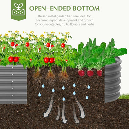 DDK Galvanized Raised Garden Bed, Outdoor Planter Bed, 8x2x1.5ft Metal Planter Box for Gardening and Planting,GD