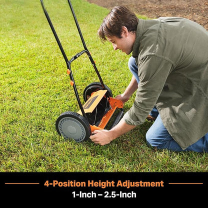 LawnMaster LMRM1401 Push Reel Lawn Mower 14-Inch 5-Blade